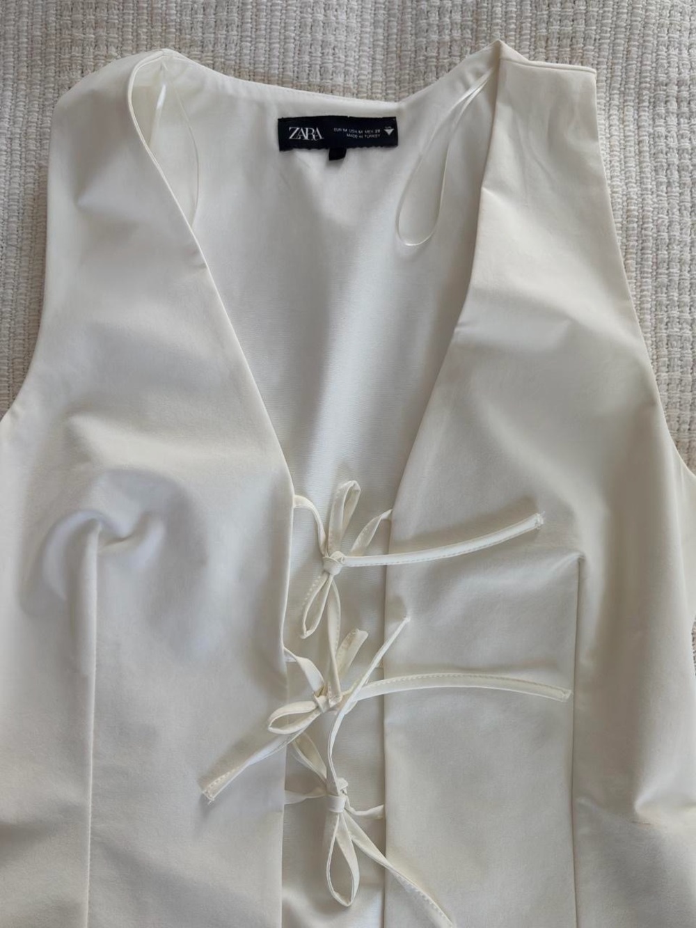 Zara Ivory Lace-Up Tie Vest top